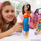 Barbie Fashionistas Doll #145 with Long Brunette Pigtails Wearing Orange T-Shirt, Shimmery Blue Skirt, Yellow Kicks & Bracelet, Toy for Kids 3 to 8
