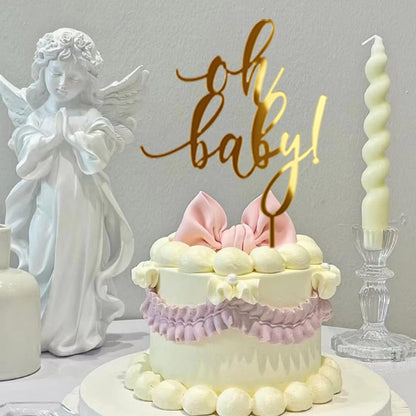 Sleyberoy Gold Mirror Acrylic Oh Baby Cake Topper