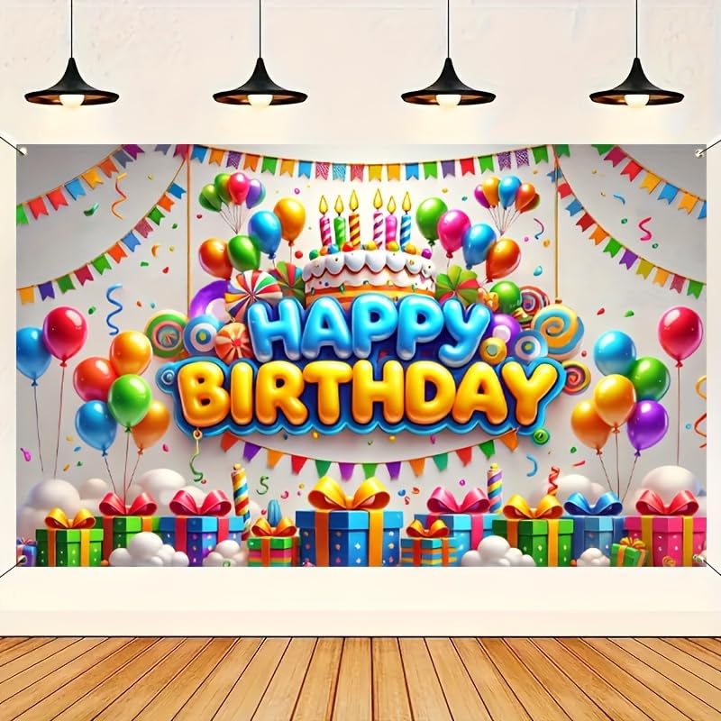 HOMETITUTE Happy Birthday Banner Rainbow Birthday Decorations 71x43 Inch