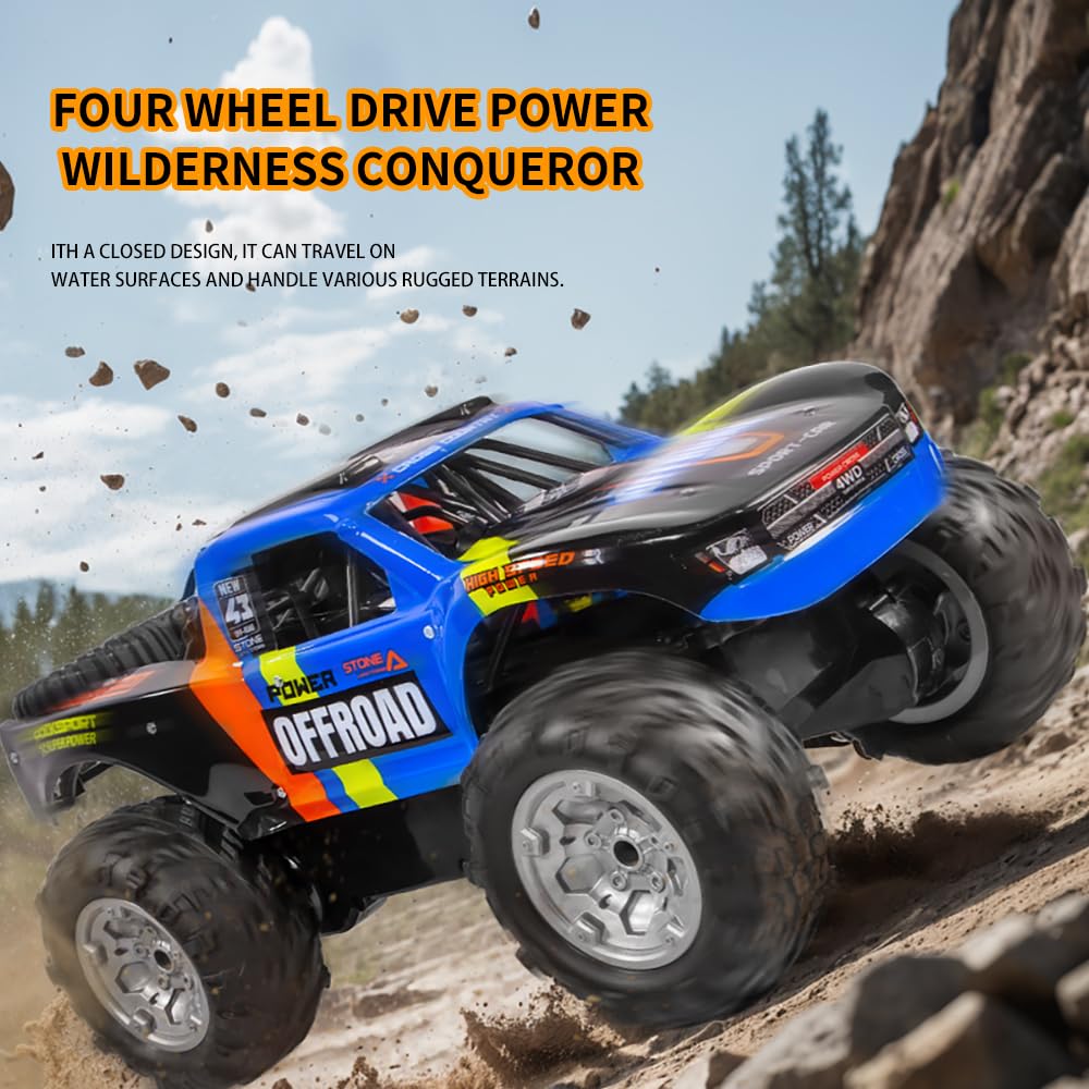 SEKAIHT Waterproof RC Monster Truck Amphibious Remote Control Trucks 13In Big Off Road RC Cars for Kids 4WD 360° Rotation Two Rechargeable Batteries
