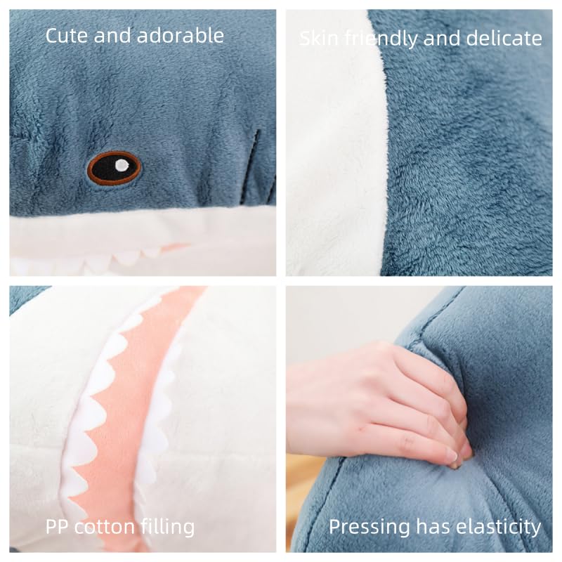 XIZHI 39.4 Inch Giant Shark Plush Stuffed Animal Toy Soft Plush Pillow Shark Stuffed Sea Animals for Boy's and Girl's Room Sofa Decoration and Holiday