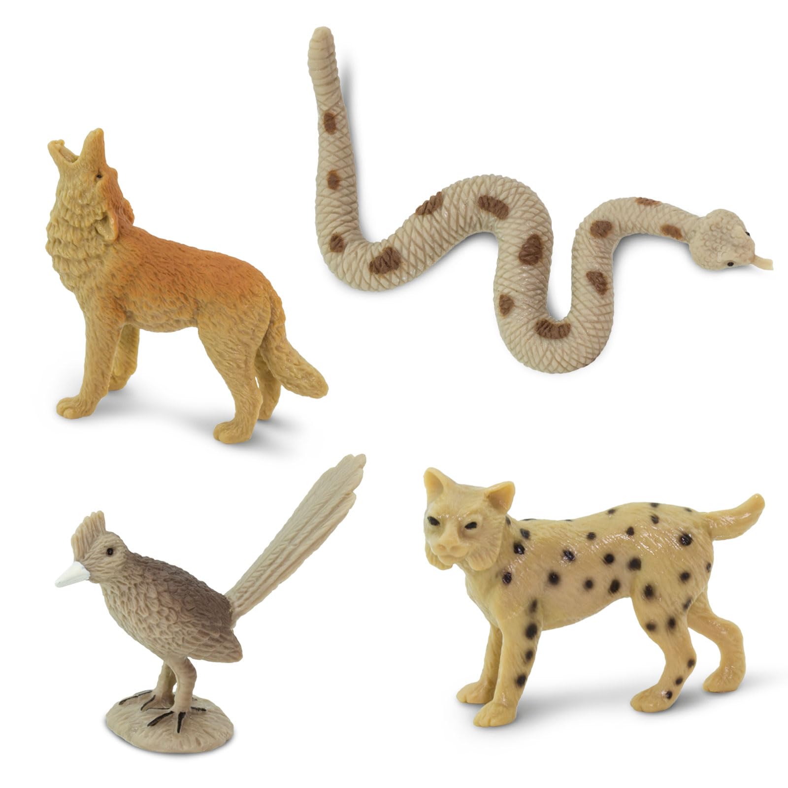 Safari Ltd. Desert TOOB - Figurines of Horned Lizard, Cactus, Road Runner, Scorpion, Rattlesnake, Coyote, Bobcat, Armadillo, Mountain Lion