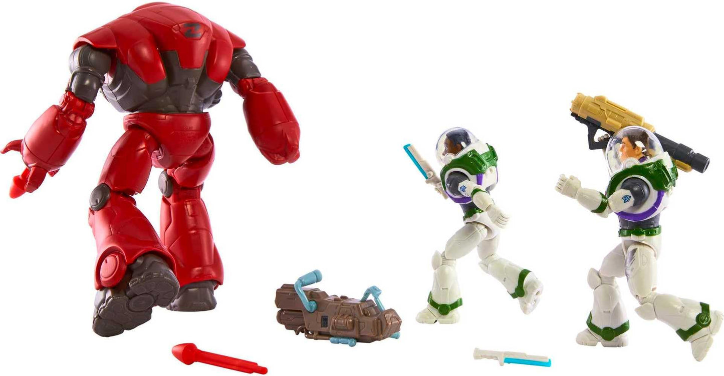 Mattel Disney Pixar Lightyear Set with 3 Action Figures, Space Rangers vs Robots Clash Pack with Buzz Lightyear, Izzy Hawthorne & Zyclops, 5-inch