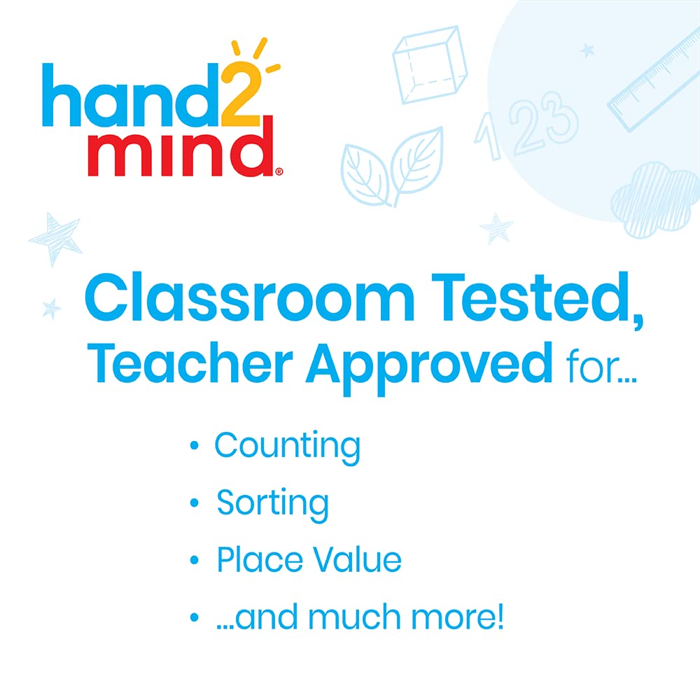 hand2mind-93538 Take Home Math Manipulatives Kit for Kids Grade K-2, with Snap Cubes, Base Ten Blocks, Cuisenaire Rods, Pattern Blocks, Color Tiles