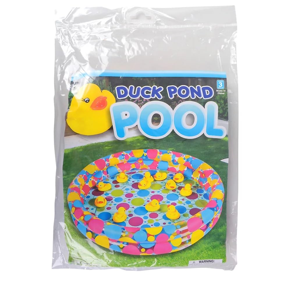 Duck Pond Pool Inflate (3' X 6") Funky Color Inflatable Kiddie Pool Could be Used as Weighted Matching Game Duckies