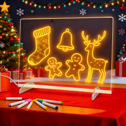 2026 Upgrade-Led Note Board with Colors,Led Light Up Acrylic Message Board, Led Drawing Writing Board for Kids, Note Board with 7 Colors Pen