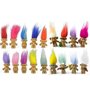 Yintlilocn 18pcs Lucky mini Troll Dolls Set,PVC Vintage Troll Doll