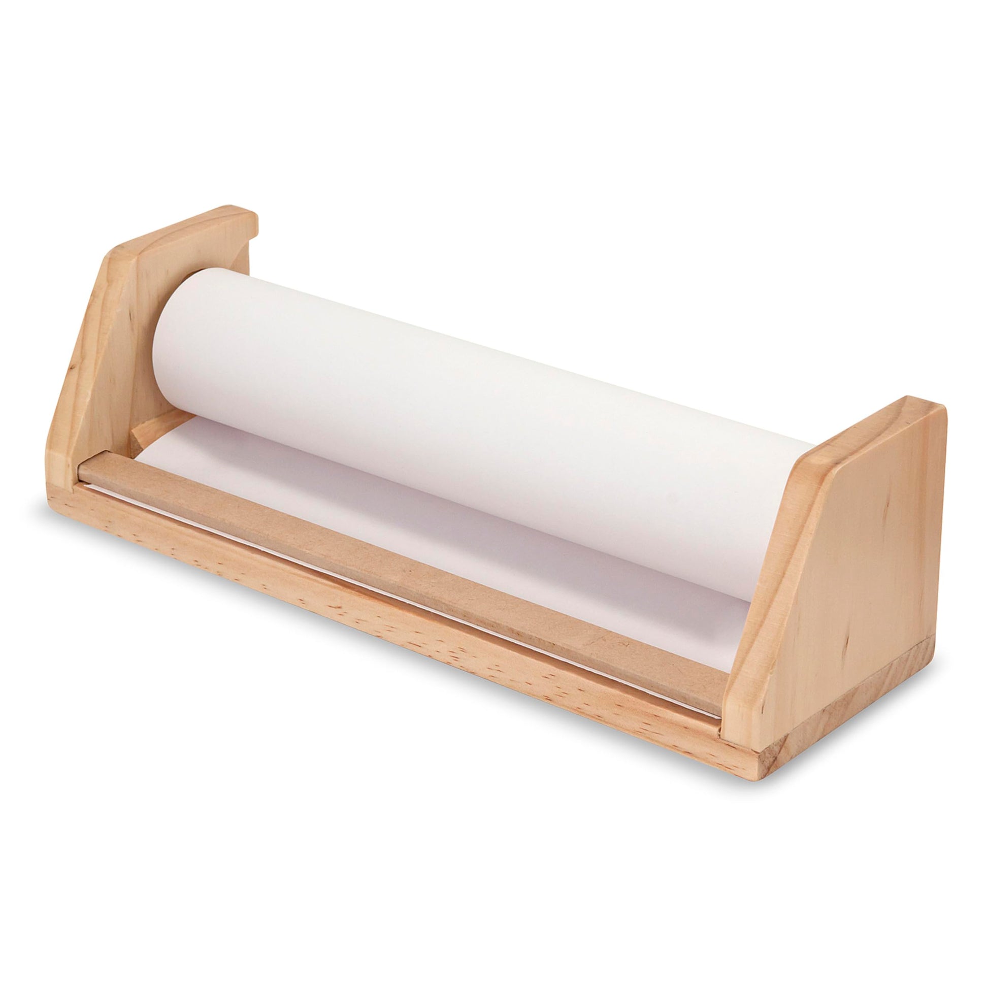 Melissa & Doug Wooden Tabletop Paper Roll Dispenser with 12” x 75-Foot White Bond Paper & Roller, Art Supplies for Drawing, Painting, Crafting &