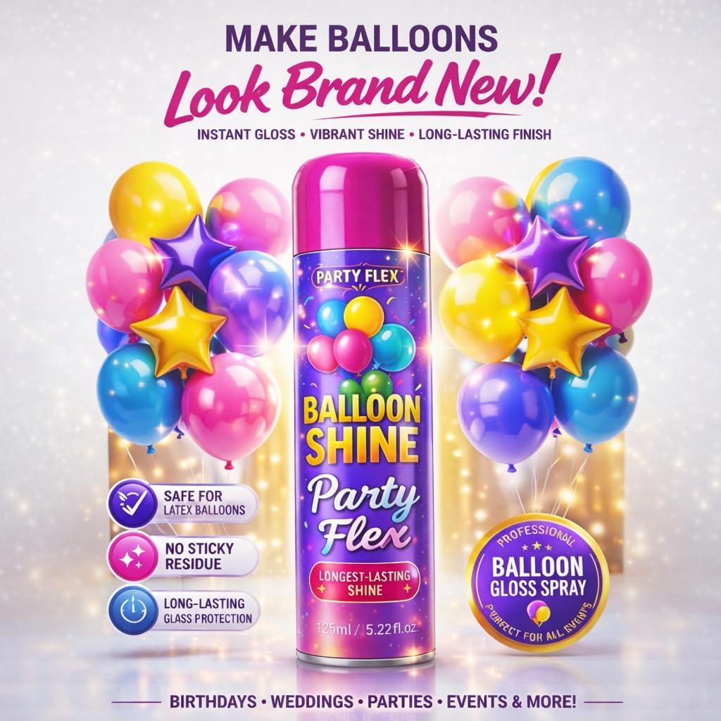 Balloon Shine Spray - 450ml High Shine Balloon Spray, Waterproof, Long-Lasting, Odorless, Instant Shiny Effect for Party Balloons Decorations