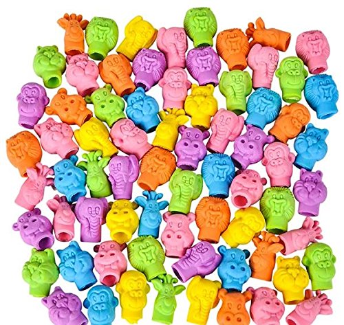 Edison Novelty Zoo Animal Pencil Top Erasers - (48 Erasers)