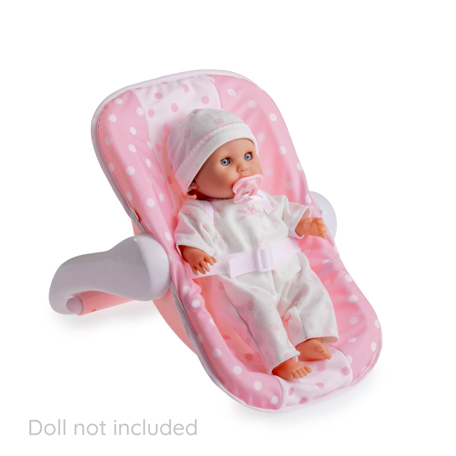 JC Toys Nonis Boutique Baby Doll Carrier - Pink & White Multi-Position Handle, Fits Dolls up to 16 Inches, Realistic Doll Car Seat