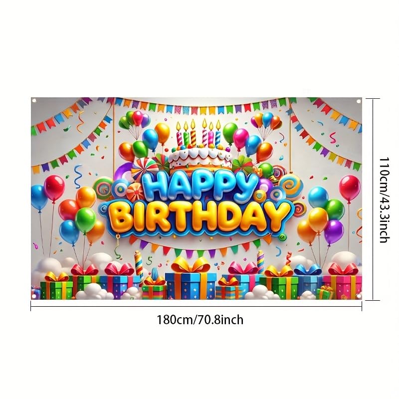 HOMETITUTE Happy Birthday Banner Rainbow Birthday Decorations 71x43 Inch