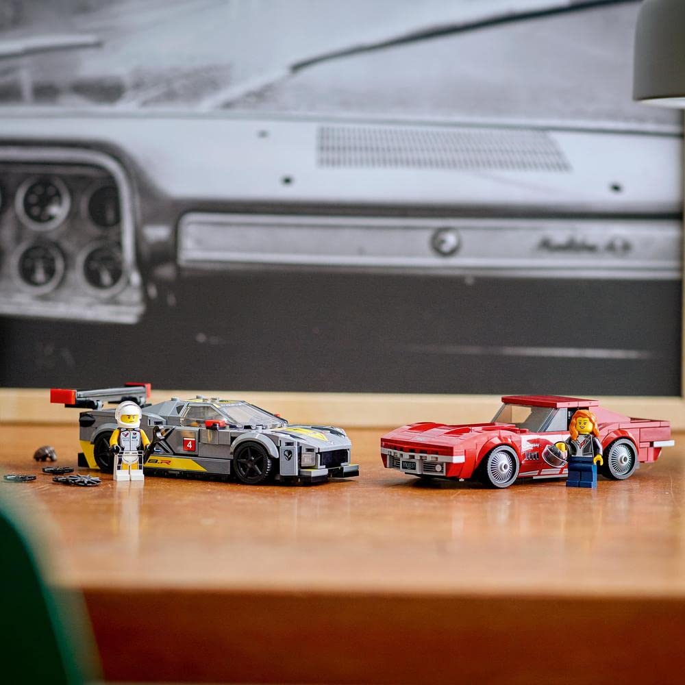 LEGO 76903 Speed Champions Chevrolet Corvette C8.R Race Car and 1969 CC Racing Model, Toy Cars Building Kit for Kids 8 Plus Years Old, 2 Sports Models