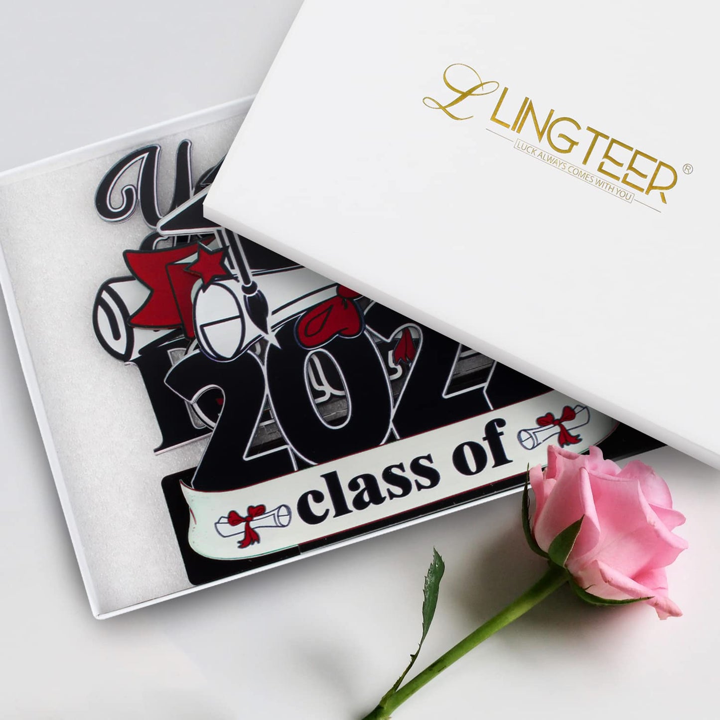 LINGTEER Class of 2026 Graduation Party Decorations - 3Pcs Congrats Grad 2026 School Graduation Acrylic Table Centerpieces Gift Stand Decorations
