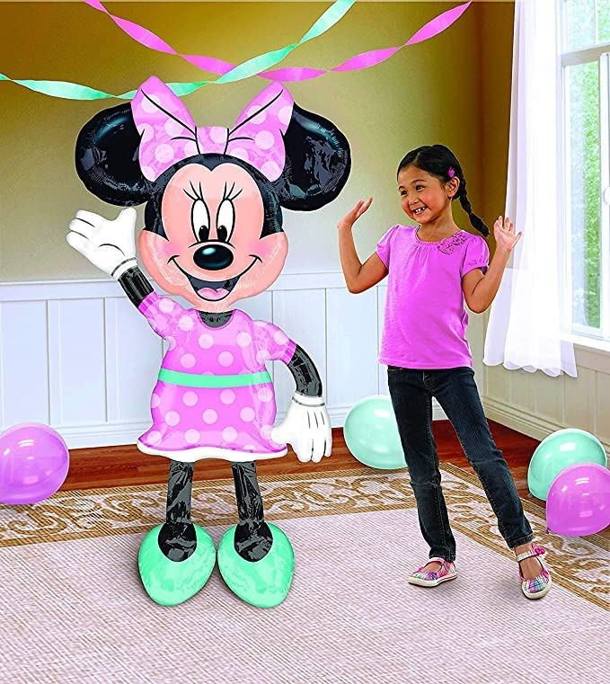Anagram 34331 Minnie Airwalkers - Pink Dress Foil Mylar Party Balloon, 54", Multicolor, Pack of 1,10116417