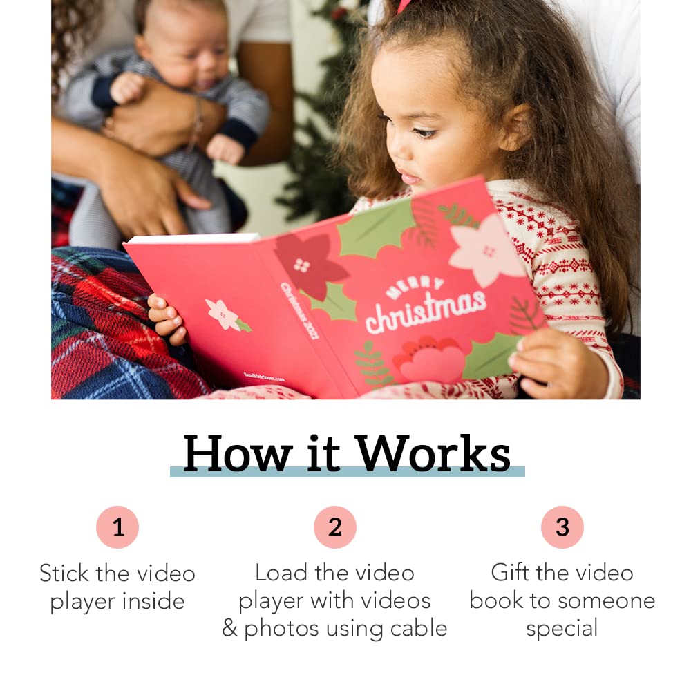 Heirloom Video Book - 7" HD Screen for Custom Memory Gift - Wedding Birthday Anniversary Mother's Day - 1 Hour Video Photo Keepsake - USB Rechargeable
