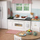 Wooden Dollhouse Kitchen Stove, Mini White Oven with Burners and Range, 1:12 Scale Cabinet Furniture for 6 Inch Dolls, White Farmhouse