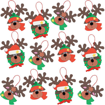 Foam Reindeer Holiday Ornament Craft Kit - Pack of 12 Kits
