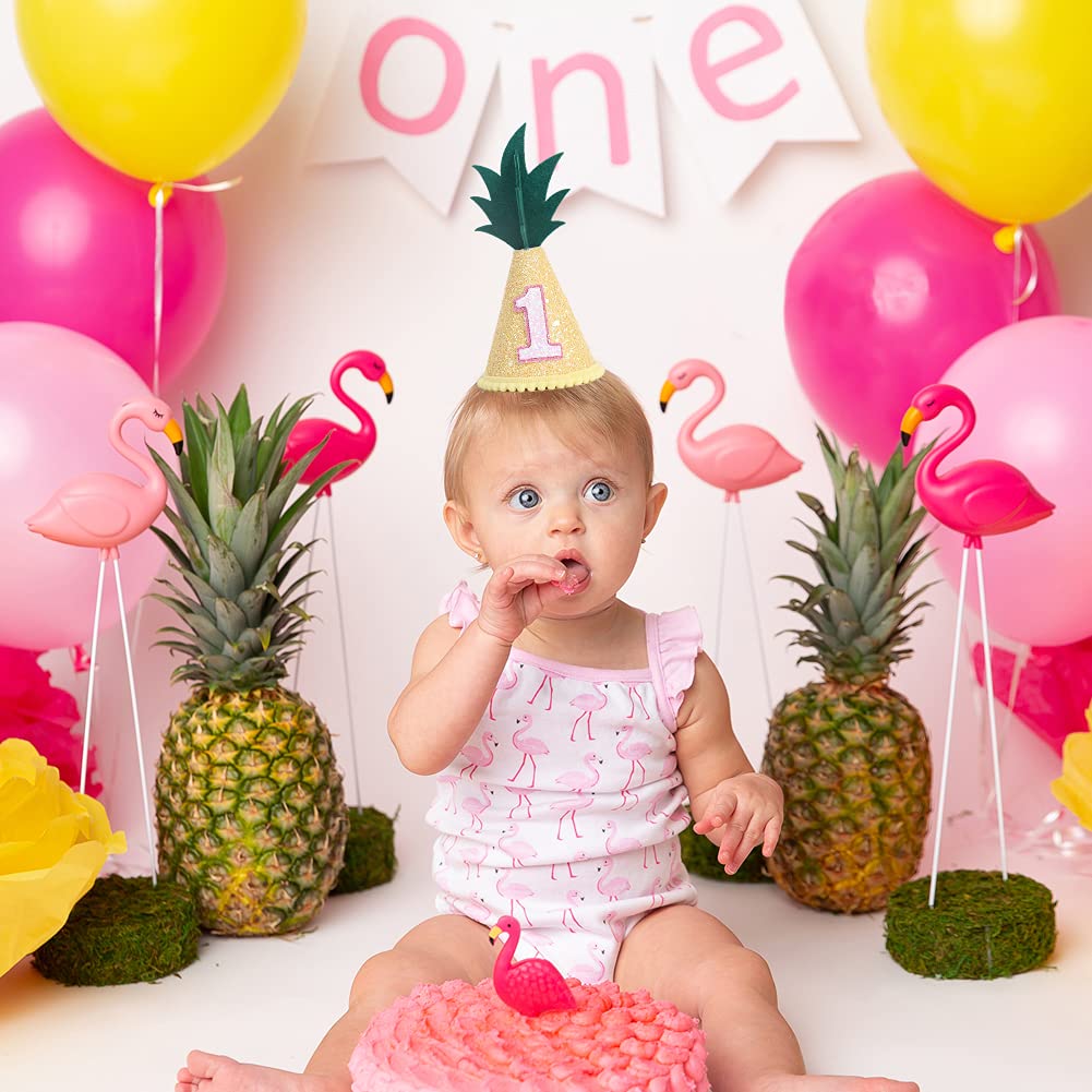 LINLULU Pineapple 1st Birthday Hat - Tropical Birthday Decorations, Pineapple Birthday Decorations, Fruit Birthday Hat For Baby Girls, Cake Smash