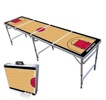 8-Foot Professional Beer Pong Table - Chicago Basketball Court
