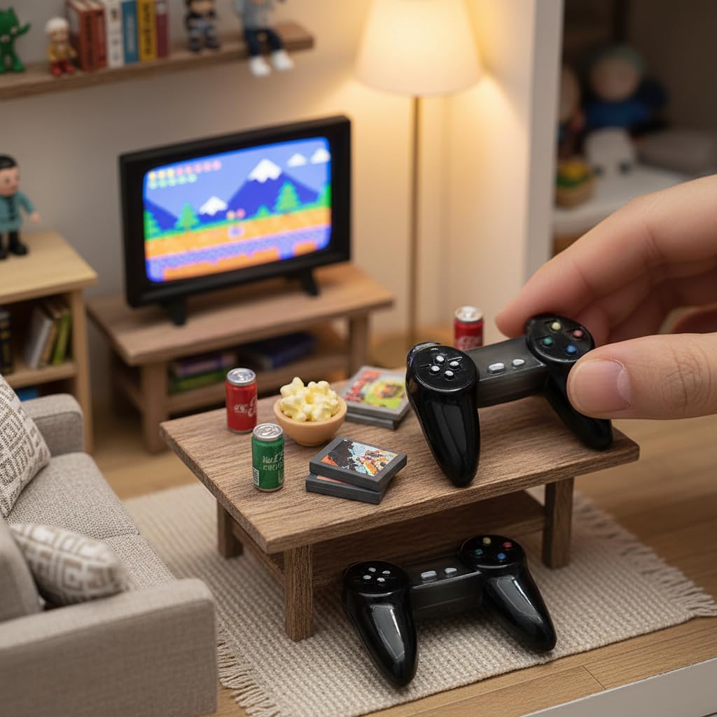 2Pcs Dollhouse MiniatureGamepad Model Game Controller, Funny Gamepad Model, 1:12Dollhouse Decor Accessories