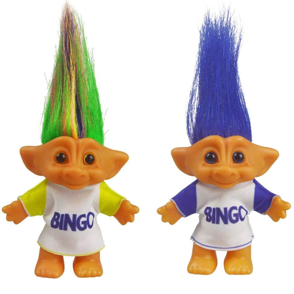 Yintlilocn 2pcs 3.9" Vintage Troll Dolls Set,Lucky Trolls Dolls