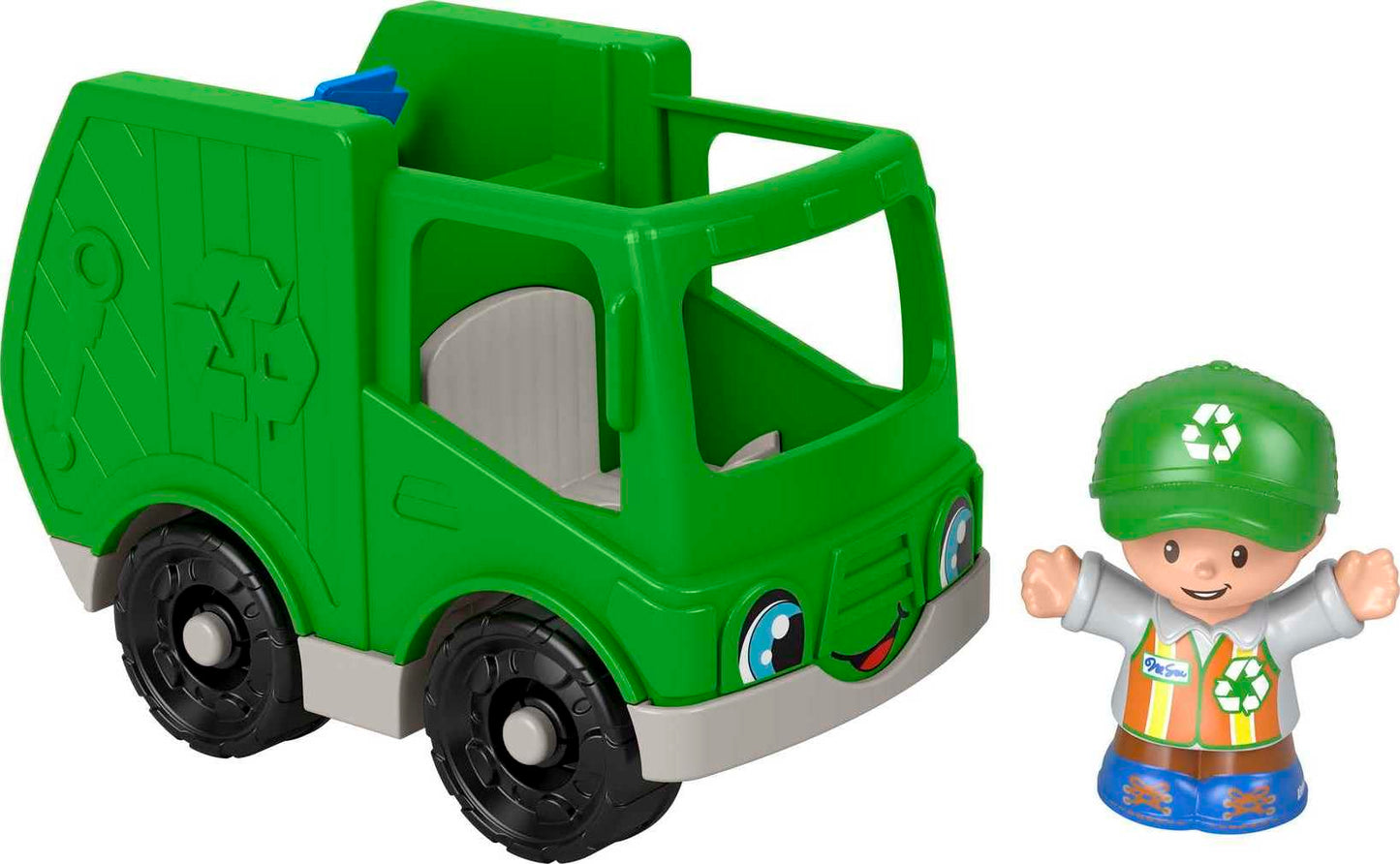 Fisher-Price Little People Recycle Truck, push-along vehicle with figure and play accessory for toddlers and preschool kids ages 1-5 years