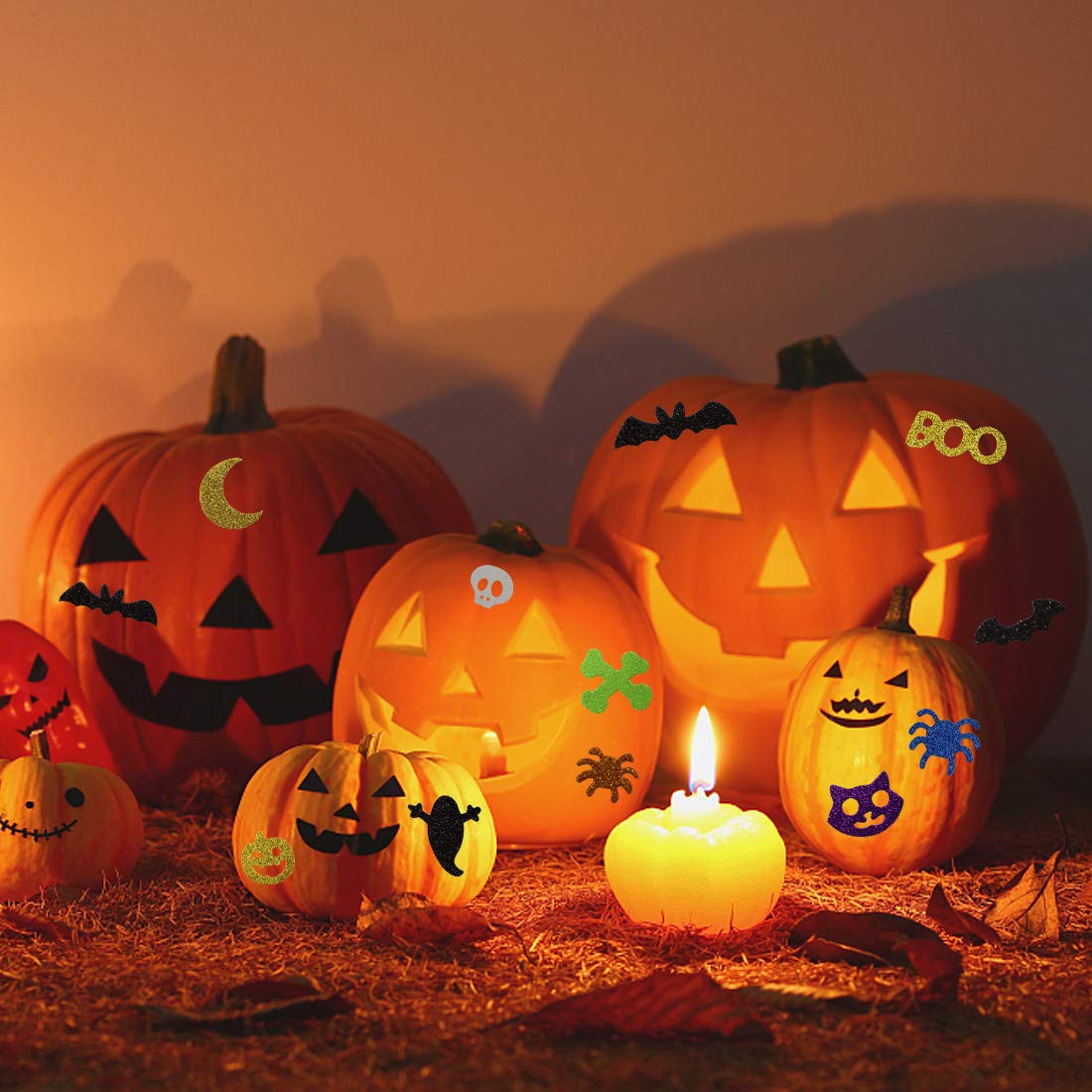 Hidreas 500 Pcs Halloween Foam Stickers Self Adhesive Glitter Foam Stickers Halloween Craft