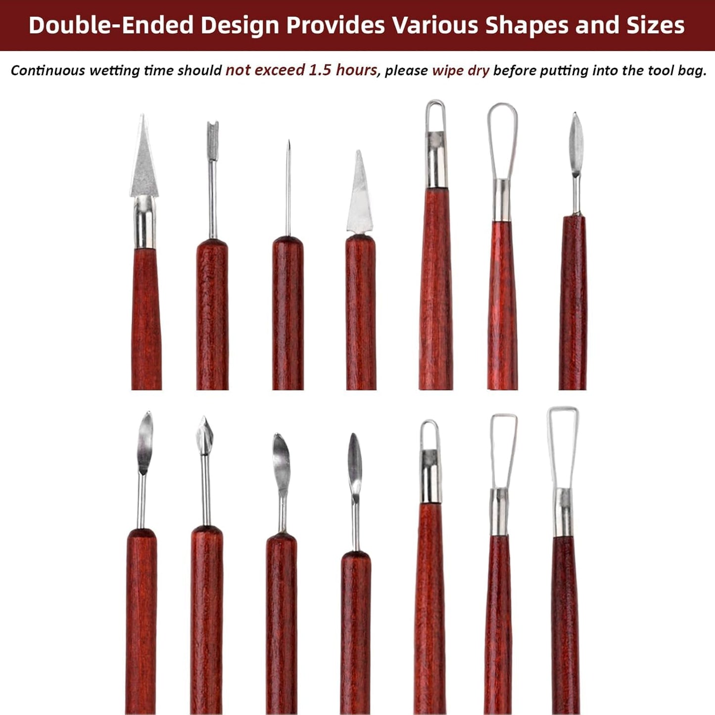 Y9A5N0K3O Clay Tools 19pcs, Sculpture Clay Carving Knife Soft, with Wooden Handles and Tool Bag, for Trimming, Embossing Pattern, Sculpting, Modeling