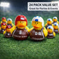 GIFTEXPRESS 24 Pack Football Rubber Duckies, 2 Inch Mini Sports Theme Ducks with Helmets, Assorted Styles, Touchdown Bath Toys for Game Day, Football