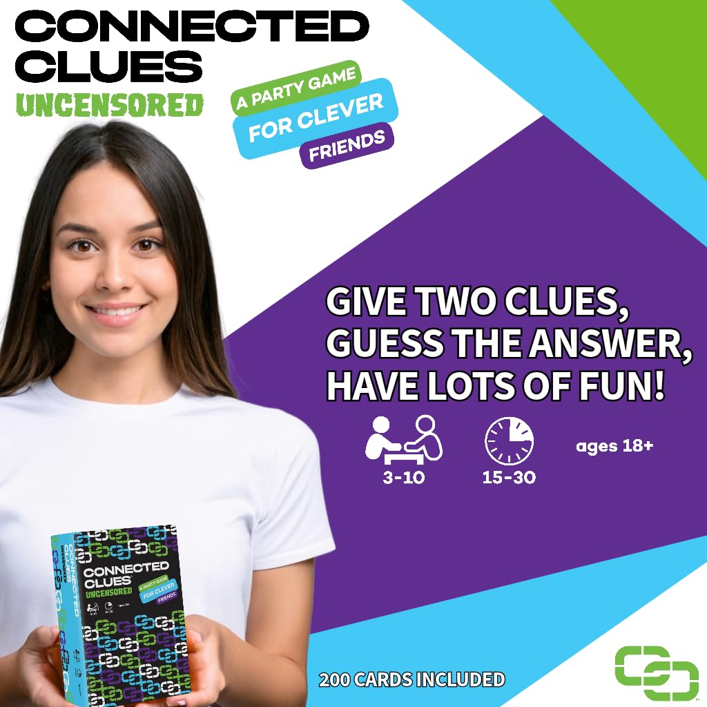 Connected Clues Uncensored - A Party Game for Clever Friends | Phrase Guessing Fun Based on The Popular Before and After Game Show Category | Play