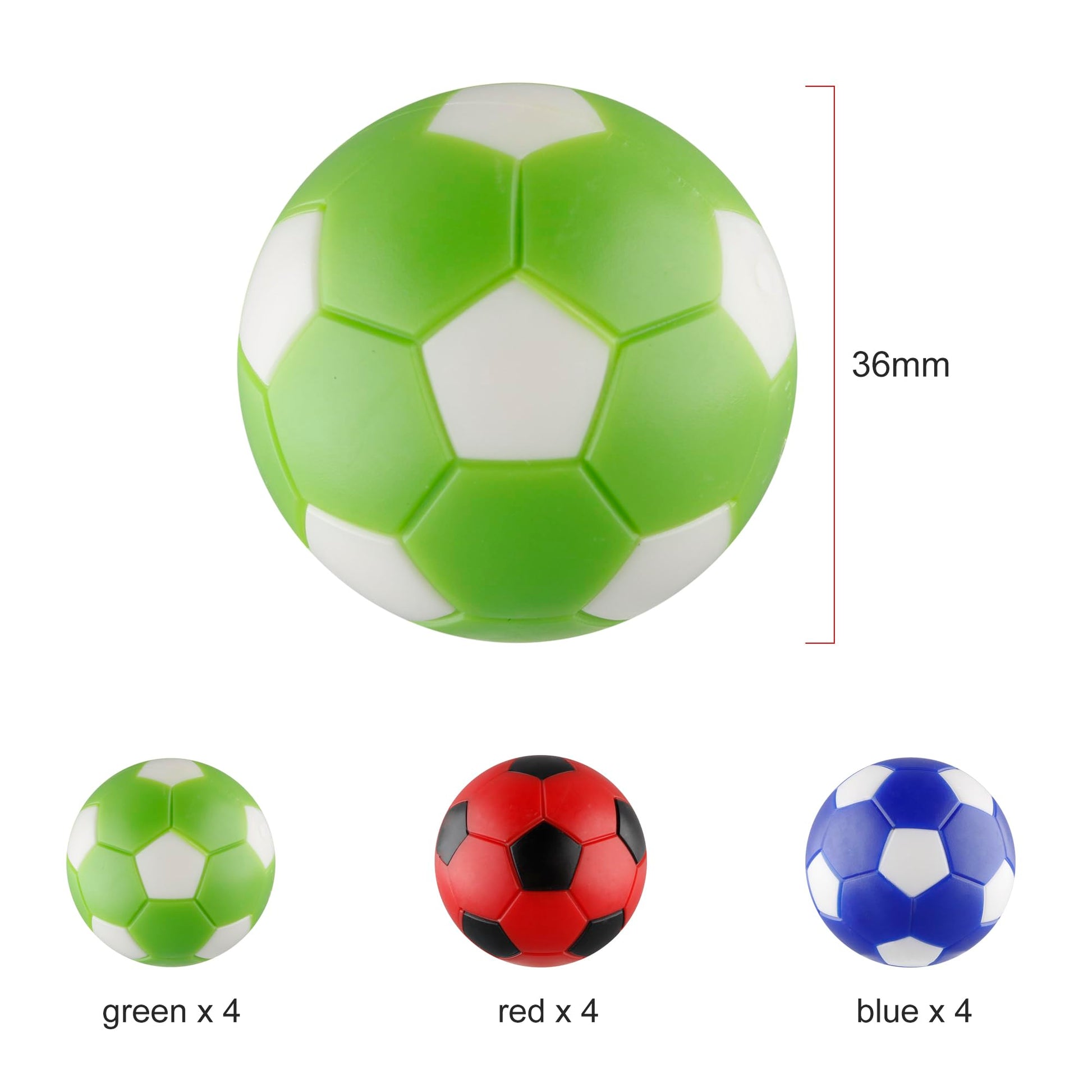 BQSPT Foosball Balls Replacement,Foose Balls, Mini Foosball 36mm,Multicolor Foosball Accessories 12pack