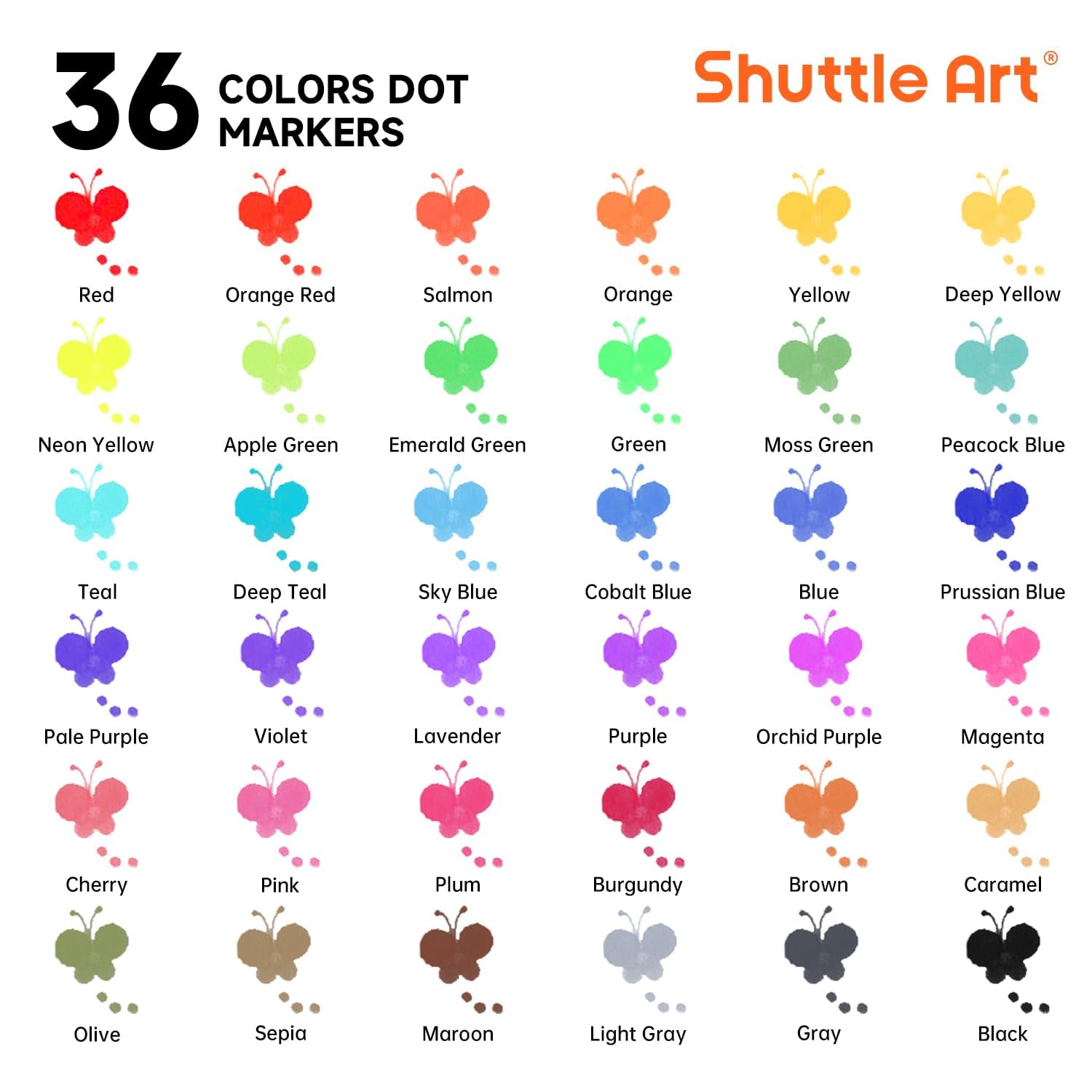 Shuttle Art Washable Dot Markers 36 Colors with Free Activity Book, Fun Art Supplies for Kids Toddlers and Preschoolers, Non Toxic Water-Based Paint