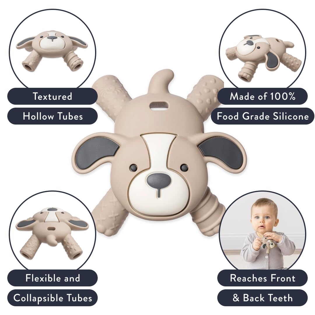 Itzy Ritzy - Ritzy Teether for Molars - Massages Sore Gums & Reaches Back Molars - Silicone Baby Teething Toy with Multiple Textures & Flexible Design