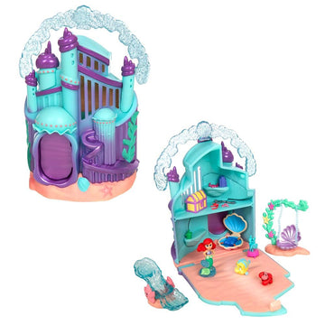 Disney Store Official Princess Micro Toy Set - The Little Mermaid - Set Includes Micro Figures of Ariel, Flounder, Sebastian, & her Palace - Portable