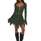Dolls Kill F is for Fairies Hooded Mini Dress by Current Mood - Fabric Dress with Hoodie for Fairycore Fashion - Green, Large