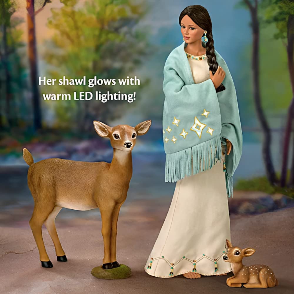 The Ashton-Drake Galleries Dyani Deer Maiden of The Morning Star Native American Poseable Portrait Doll with Deer Figures and Hand Sewn Beaded