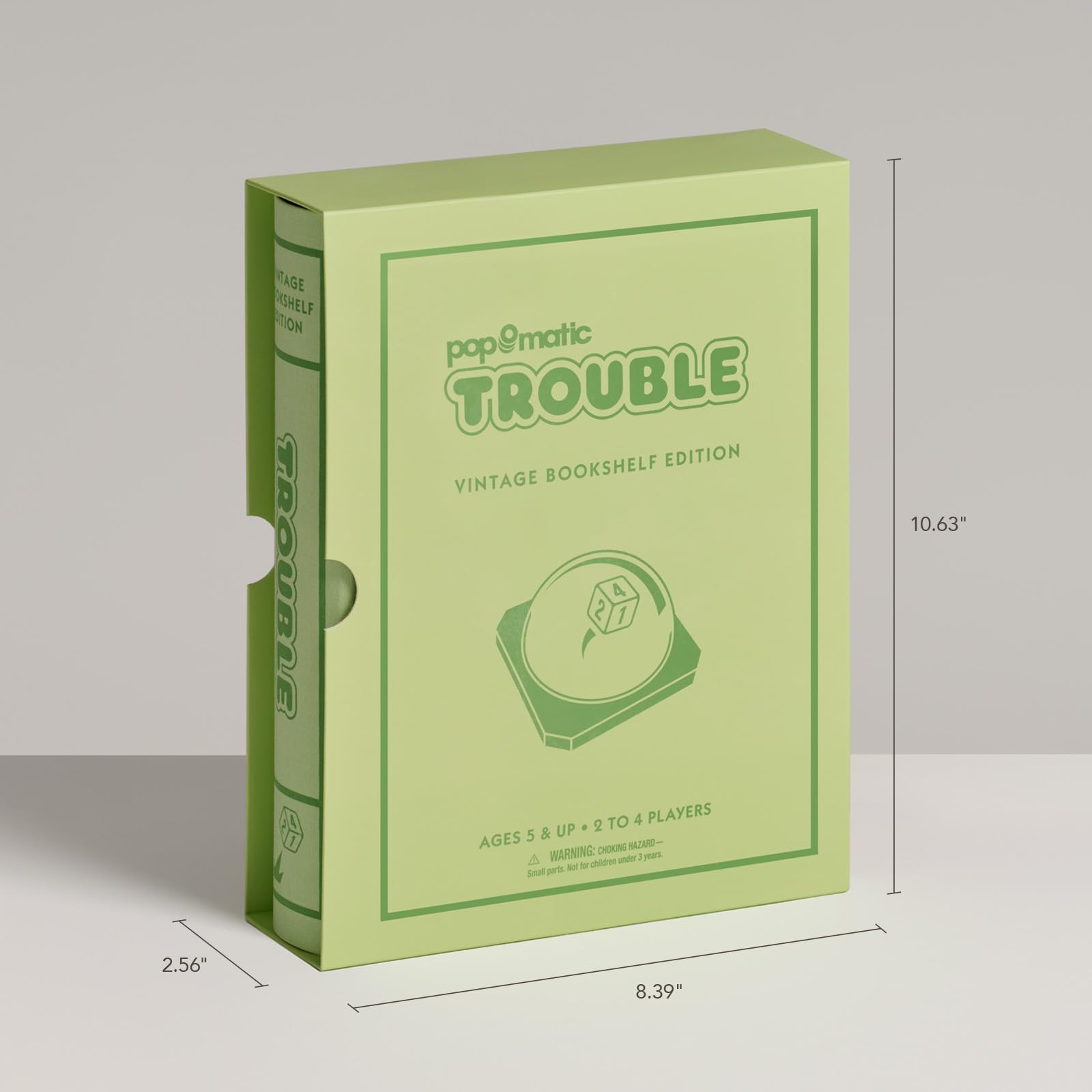 WS Game Company Trouble Vintage Bookshelf Edition, Linen Wrapped Book Box & Slipcase, Pop-O-Matic Die Roller, Classic Board Games for Kids & Adults