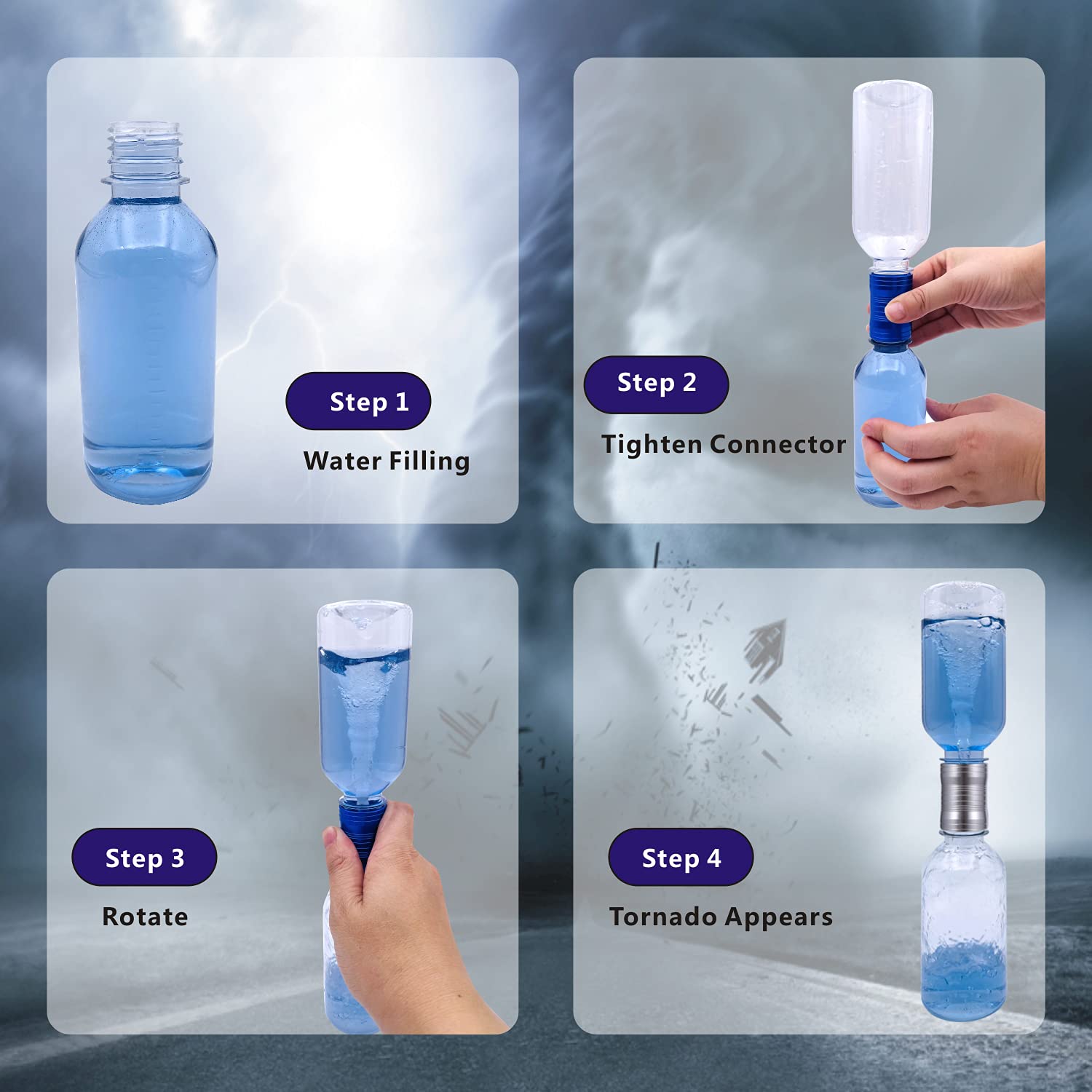 Waitahug Tornado Maker, Weather Toys, Ultra-Light Aluminum Connecting Tube, Including 2 Empty Bottles, Watertight Tornado Toy, Suitable for Kids'