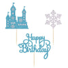 Qertesl Frozen Castle Birthday Cake Topper,3Pcs Winter Wonderland Themed