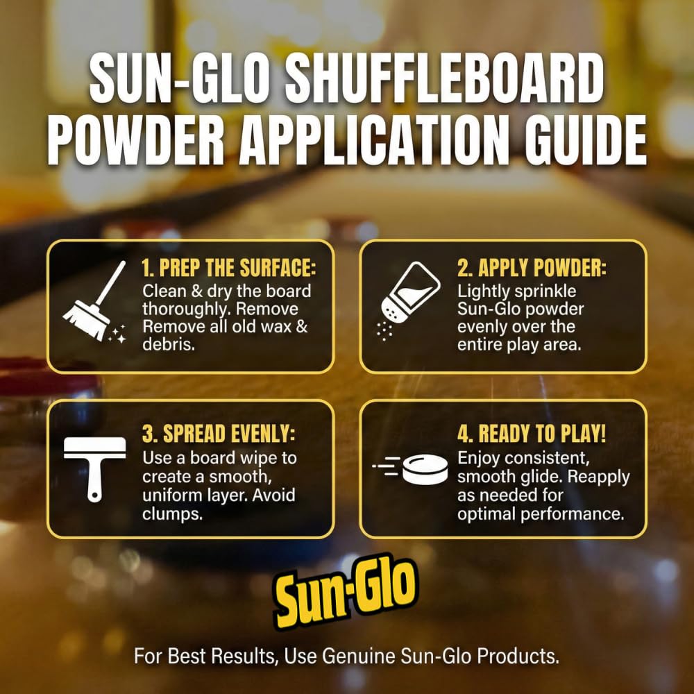 Sun-Glo Speed #1 Super Glide Shuffleboard Powder - Fastest Wax for Long & Pro Tables - Silicone Bead Shuffleboard Sand - Smooth Glide, Tournament