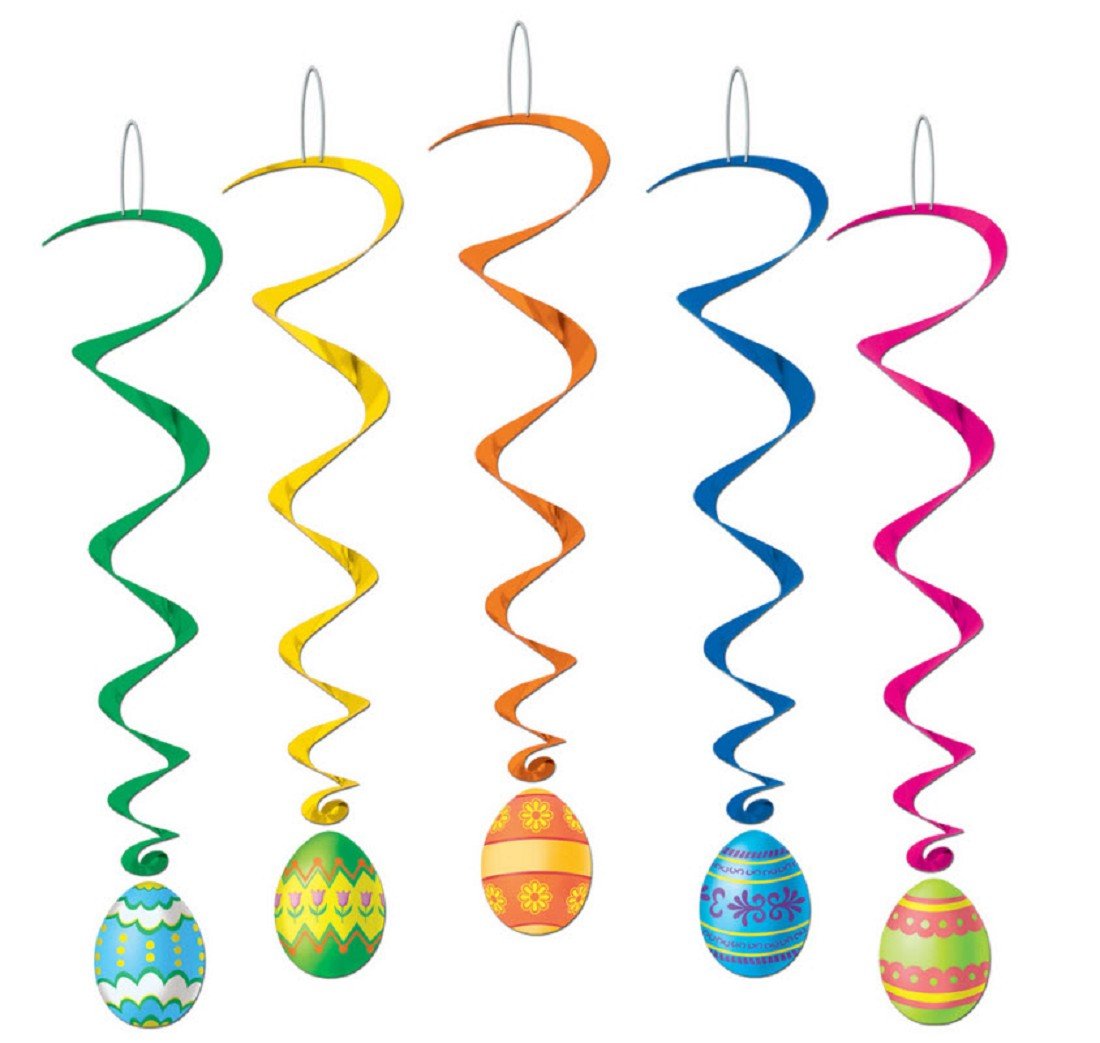 Beistle 5-Pack Easter Egg Whirls for Parties, 3-Feet 4-Inch