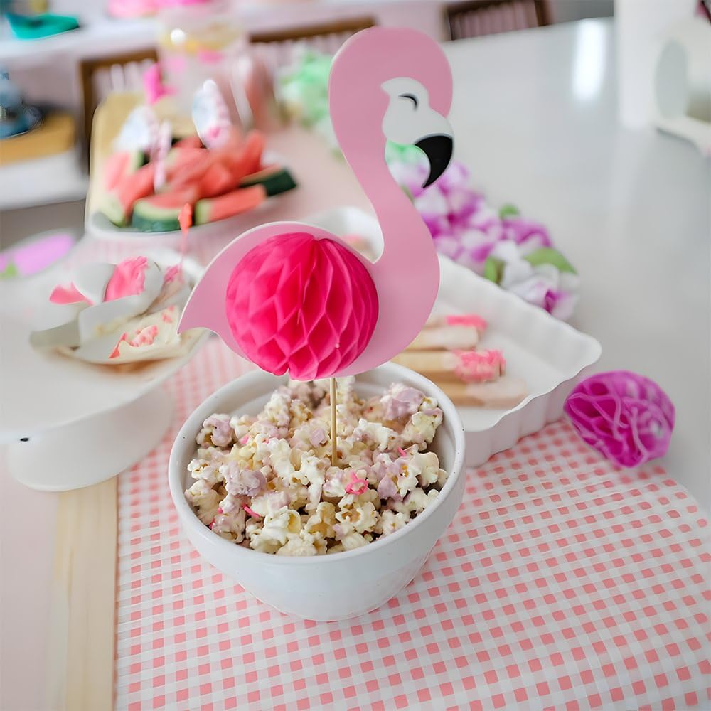 Flamingo Honeycomb Centerpiece - Party Decor - 3 Pieces