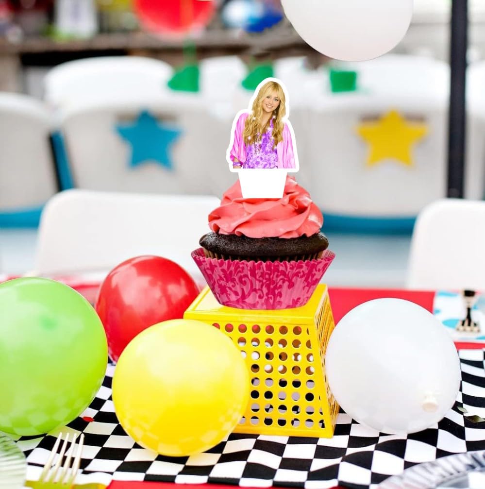 25pcs Hannah Montana Themed Party Supplies with 24pcs Cupcake Toppers, 1pcs Cake Topper for Hannah Montana Birthday Decorations