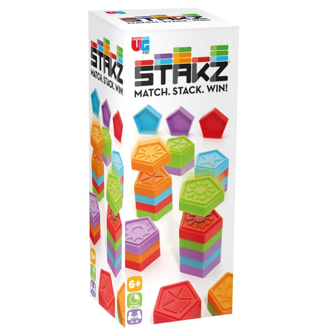 University Games, Stakz, Match-Stack-Win! The Tile-Laying Family Strategy Game for 2 to 4 Players, Ages 6 and Up from (01843)