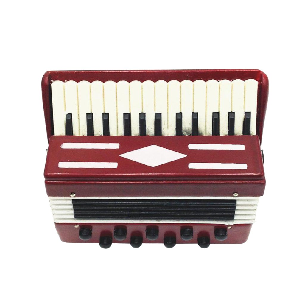 Yiju Miniature Instrument Model Toy, 1/12 Wooden Accordion, Dollhouse Artist