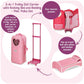 Badger Basket 3-in-1 Trolley Doll Carrier with Rocking Bed and Bedding - Adorable Pink Polka Dot Design for 18-Inch Dolls