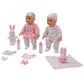 Dream Collection: Deluxe Twin Set - Bunny - 2 Lifelike 14" Baby Dolls, 4 pc Feeding Accessories, Soft Body, Pacifiers, Pretend Play, Kids Ages 2+