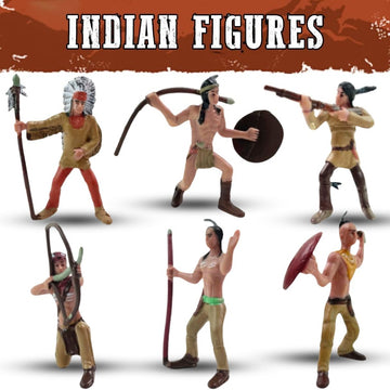 Liberty Imports 12 PCS Cowboy and Indian Figures, Mini Wild West and Native American Toy Figurines with Realistic Details, Western Cake Toppers, Party