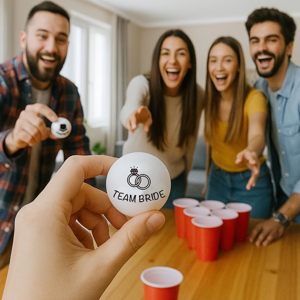 Bachelorette Party Beer Pong Balls - Team Bride 6 Pack Pong Ball Set | Bridesmaid Proposal Gifts Idea Funny Party Supplies Drinking Games Decorations